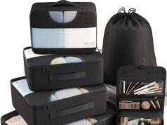 Veken 8 Set Packing Cubes for Suitcases, Travel Essentials for Carry on, Luggage Organizer Bags Set for Travel Accessories in 4 Sizes (Extra Large, Large, Medium, Small), Black