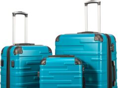 Coolife Luggage Expandable(only 28″) Suitcase 3 Piece Set with TSA Lock Spinner 20in24in28in (lake blue)