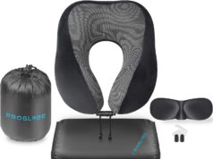 Travel Blanket Luxury Travel Set – Ergonomic Airplane Neck Pillow 100% Pure Memory Foam and Super Soft Fleece Blanket – Premium 3D Sleep Mask & Earplugs – Ultimate 4-in-1 Travel Kit Black