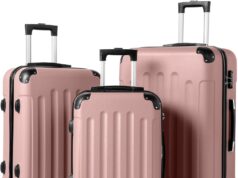 Karl home 3-Piece Luggage Set Travel Lightweight Suitcases with Rolling Wheels, TSA lock & Moulded Corner, Carry on Luggages for Business, Trip, Rose Gold (20″/24″/28″)