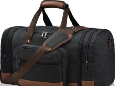 Litvyak Duffle Bag for Travel, Carry on Bag Travel Bags for Men Canvas Travel Duffel Bag Overnight Weekend Gym Bag Carry On Luggage Bags Black