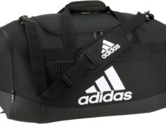 adidas Unisex Adult Defender 4 Medium Duffel Bag, Black/White, One Size