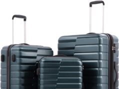 COOLIFE Expandable Suitcase PC ABS TSA Luggage 3 Piece Set Lock Spinner Carry on (Teal blue)