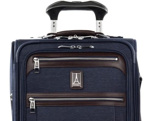 Travelpro Platinum Elite Softside Expandable Carry on Luggage, 8 Wheel Spinner Suitcase, USB Port, Suiter, Men and Women, True Navy Blue, Carry On 21-Inch