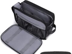 BAGSMART Toiletry Bag for Men, Travel Toiletry Organizer Dopp Kit Water-resistant Shaving Bag for Toiletries Accessories, Door Room Essentials, Black