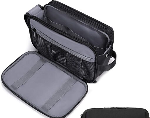 BAGSMART Toiletry Bag for Men, Travel Toiletry Organizer Dopp Kit Water-resistant Shaving Bag for Toiletries Accessories, Door Room Essentials, Black