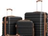 Coolife Suitcase Set 3 Piece Luggage Set Carry On Hardside Luggage with TSA Lock Spinner Wheels (Black, 5 piece set)