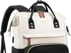 LOVEVOOK Laptop Backpack for Women, 15.6 Inch Work Business Backpacks Purse with USB Port, Large Capacity Nurse Bag College Bookbag for School, Waterproof Casual Daypack for Travel,Black-White-Brown