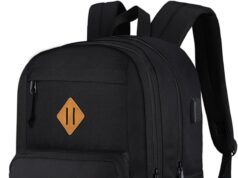 KEOFID classic carry-on travel backpack for men and women, Anti theft laptop backpack with USB charging port for work, large backpack for college, water resistent(BLACK)