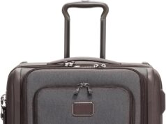 TUMI Short Trip Expandable 4-Wheeled Packing Case – Carry-On Suitcase with Combination Lock & Removable Garment Sleeve – Anthracite