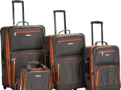 Rockland Journey Softside Upright Luggage Set, Expandable, Charcoal, 4-Piece (14/19/24/28)