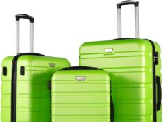 Coolife Luggage 3 Piece Set Suitcase Spinner Hardshell Lightweight TSA Lock (apple green2)