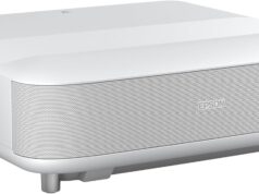 Epson EpiqVision Ultra LS650 Ultra Short Throw 3-Chip 3LCD Smart Streaming Laser Projector, 4K PRO-UHD, HDR, 3,600 Lumens, up to 120″, Epson Setting Assistant, Android TV, Sound by Yamaha – White