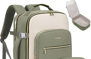 LOVEVOOK 40L Travel Backpack for Women & Men, Large Carry on Backpack for Airplanes with 3 Packing Cubes, TSA Personal Item Travel Bag fits 17″ Laptop, Waterproof Travel Essentials Airline Approved