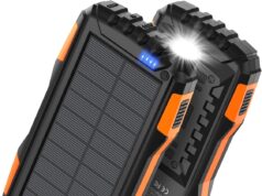 Power-Bank-Solar-Charger – 42800mAh Portable Charger,Solar Power Bank,External Battery Pack 5V3.1A Qc 3.0 Fast Charger Built-in Super Bright Flashlight (Orange)