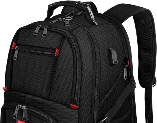 YOREPEK Travel Backpack, Extra Large 50L Laptop Backpacks for Men Women, Water Resistant College Backpacks Airline Approved Business Work Bag with USB Charging Port Fits 17 Inch Computer, Black