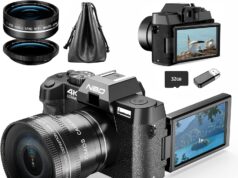 48MP Digital Cameras for Photography with WiFi & App Control,4K Autofocus Vlogging Camera for YouTube with 16X Zoom, Anti-Shake, 32GB TF Card, Dual Batteries, 52mm Wide Angle & Macro Lens (S100 Black)