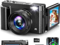 4K Digital Camera for Photography Autofocus 48MP Vlogging Camera for YouTube with 3” 180°Flip Screen 16X Digital Zoom 4K Video Compact Travel Camera with SD Card,Flash, Anti-Shake (Black)