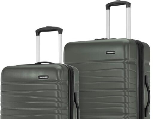 Samsonite Evolve Se Hardside Expandable Luggage with Double Spinner Wheels, Army Green, 2PC Set (CO/M)