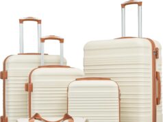 Coolife Luggage Set 3 Piece Luggage Set Carry On Suitcase Hardside Luggage with TSA Lock Spinner Wheels(White, 6 piece set)