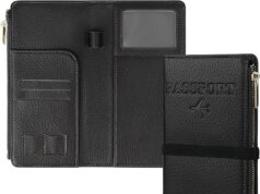 Travel Passport Wallet, RFID Blocking Passport Holder with Zipper, PU Leather Travel Document Organizer with Card Slots, Passport Cover for Women Men, Travel Essentials, Black