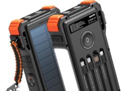 BLAVOR Solar Charger 20000mAh Built-in Cables, 20W Fast Charging Portable Power Bank with USB C, Camping Light, Flashlight, Battery Pack for iPhone 16 15 14 13 12 11, iPad, Samsung, Apple Watch