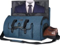 Unique Bella Carry-On Garment Bag Large Duffel Bag for Travel Weekend Flight with Shoes and Clothes in Blue