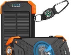 BLAVOR Solar Charger Power Bank 10,000mAh, Portable Wireless Charger, 20W Fast Charging External Battery Pack with USB C for Cell Phones, Solar Panel Charger with Dual Flashlight for Camping