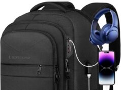 Lapsouno Travel Backpack, Large Carry on Backpack, 17 Inch Laptop Backpack, Big Backpack, Extra Sturdy TSA Friendly with USB Port College School Rucksack Bag Backpack Gifts for Him Men Women, Black