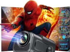 Smart Mini Projector with Android 11.0,2024 Upgraded Portable Projector 1080P 4K Full HD with WiFi 6 and BT5.2,180°Adjustable Stand, Auto Keystone Home Projector for Phone/TV Stick/Laptop