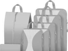 8 Set Compression Packing Cubes for Travel, Lightweight Compression Cubes for Suitcases, Expandable Suitcase Organizer with Shoes & Laundry Bags, Travel Accessories for Men Women