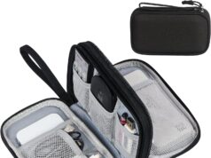 FYY Travel Cable Organizer Pouch Electronic Accessories Carry Case Portable Waterproof Double Layers All-in-One Storage Bag for Cord, Charger, Phone, Earphone Black