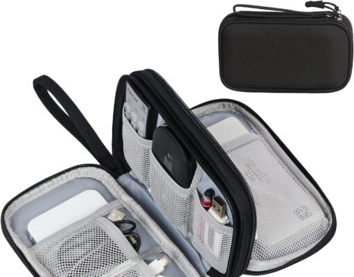 FYY Travel Cable Organizer Pouch Electronic Accessories Carry Case Portable Waterproof Double Layers All-in-One Storage Bag for Cord, Charger, Phone, Earphone Black