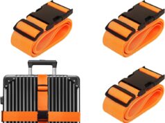 Luggage Straps for Suitcases TSA Approved Travel Belt 4 Pack by Chelmon (01 Orange)