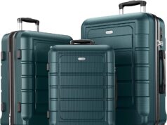 SHOWKOO Luggage Sets Expandable Suitcase Double Wheels TSA Lock (ArmyGreen)