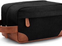 Vorspack Toiletry Bag Hanging Dopp Kit for Men Water Resistant Canvas Shaving Bag with Large Capacity for Travel- Black