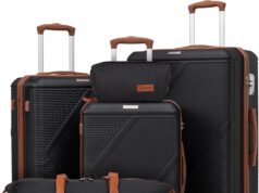 Luggage Sets 5 Piece, Suitcases With Wheels, Lightweight Travel Luggage Set With TSA Lock, ABS Hardshell Carry On Suitcase Set, Black