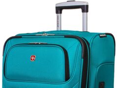 SwissGear Sion Softside Expandable Luggage, Teal, Checked-Medium 25-Inch