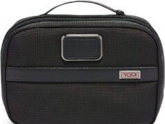 TUMI – Alpha 3 Split Travel Kit – Luggage Accessories Toiletry Bag for Men and Women with Embossed Leather Carry Handle – Black