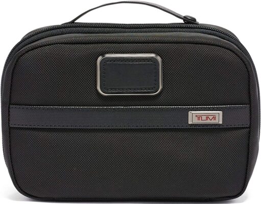 TUMI – Alpha 3 Split Travel Kit – Luggage Accessories Toiletry Bag for Men and Women with Embossed Leather Carry Handle – Black