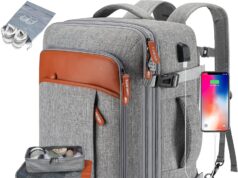 Lumesner Carry on Backpack, Extra Large 40L Flight Approved Travel Backpack for Men & Women,Expandable Large Suitcase Backpacks With 4 Packing Cubes,Water Resistant Luggage Daypack Weekender Bag,Grey