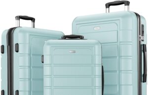 SHOWKOO Luggage Sets Expandable PC+ABS Durable Suitcase Double Wheels TSA Lock Mint Green