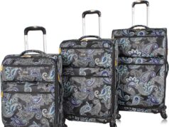 LUCAS Designer Luggage Collection – 3 Piece Softside Expandable Ultra Lightweight Spinner Suitcase Set – Travel Set includes 20 Inch Carry On, 24 Inch & 28 Inch Checked Suitcases (Diva)