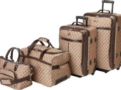 American Flyer Luggage Signature 4 Piece Set, telescoping handle, Brown, One Size