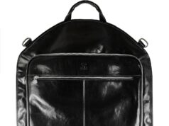 Time Resistance Leather Garment Bag Suit Carrier Slim Carry-on Garment Dress Protection Bag (Black)