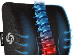 SAMSONITE Lumbar Support Pillow For Office Chair and Car Seat, Perfectly Balanced Memory Foam , Versatile Use Lower Back Cushion