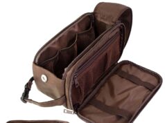 PAVILIA Toiletry Bag for Men, Travel Essentials Shaving Dopp Kit, Mens Travel Bag Toiletries Organizer Case for Grooming, PU Leather Water Resistant Cosmetic Bag Pouch (Dark Brown)