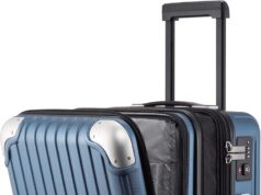 LEVEL8 Grace Expandable Carry On Luggage Airline Approved, 20 Inch Hardside Carry On Suitcase with Wheels, Travel Harshell Spinner Small Luggage with Tsa Lock, Blue, 20-Inch Carry-On