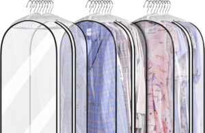 MISSLO 10″ Gusseted All Clear Garment Bags , 40″ Suit Bags for Closet Storage Hanging Clothes, Shirts, Coats, Dresses, 3 Packs