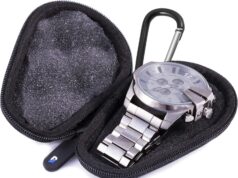 CASEMATIX Protective Watch Travel Case, Travel Watch Case with Rugged Hard Shell, Cushion Foam Interior, Reinforced Zippers & Metal Carabiner – Watch Travel Box for up to 56MM Watches